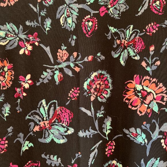 Sz S Pullover Black Floral Midi Dress Casual Boho Chic Loose Fit Belted - Picture 4 of 6